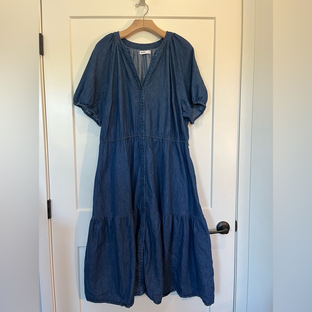 Denim Midi Dress - Blue